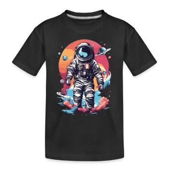 Cool astronaut in space - Kids' Premium Organic T-Shirt - black - Front