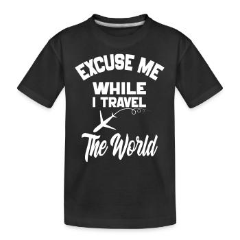 Excuse Me While I Travel The World-Map World - T-shirt bio Premium Enfant - noir - Devant