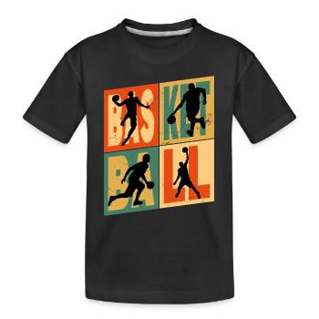 Basketball Basketballer Spieler Fan Vintage Retro - Kinder Premium Bio T-Shirt - Schwarz - Vorne