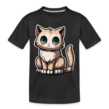 cute cat - Kids' Premium Organic T-Shirt - black - Front