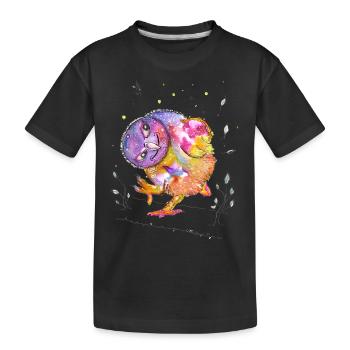 Gute Laune Eule - Kinder Premium Bio T-Shirt - Schwarz - Vorne