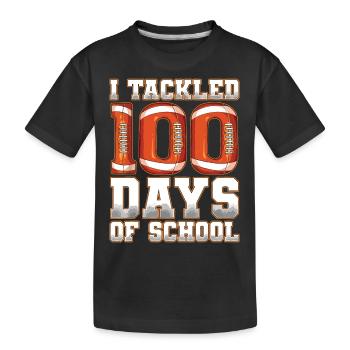 Ich habe 100 Tage Schulfußball in Angriff genommen - Kinder Premium Bio T-Shirt - Schwarz - Vorne