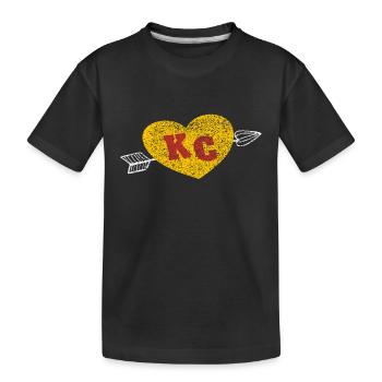 KC Rouge & Jaune Coeur & Flèche KC Kansas City 2 Laisser - T-shirt bio Premium Enfant - noir - Devant