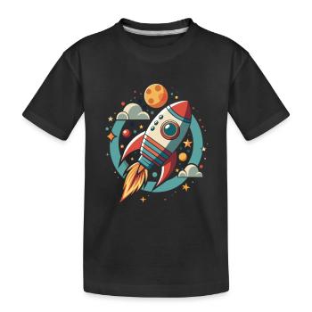 RAKETE IM WELTRAUM - Kinder Premium Bio T-Shirt - Schwarz - Vorne