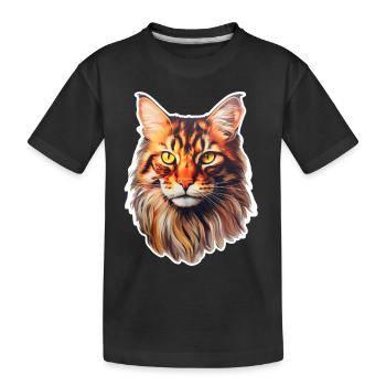 Maine Coon Katzenkopf - Kinder Premium Bio T-Shirt - Schwarz - Vorne