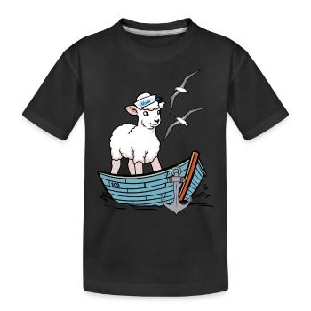 Moin maritim Schaf Boot Schafe Küste Boot - Kinder Premium Bio T-Shirt - Schwarz - Vorne