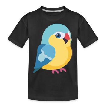 Wellensittich bunt auf Ast - Kinder Premium Bio T-Shirt - Schwarz - Vorne