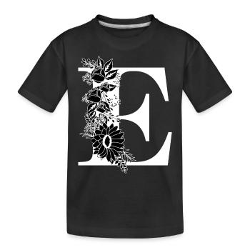 Lettre e floral noir et blanc - T-shirt bio Premium Enfant - noir - Devant
