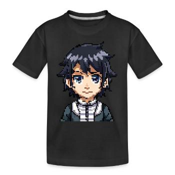 Anime Figur in 8-Bit - Kinder Premium Bio T-Shirt - Schwarz - Vorne