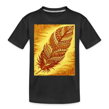 une plume avec des motifs et des couleurs complexes - T-shirt bio Premium Enfant - noir - Devant