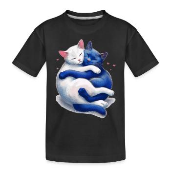 Les chats se câlinent les uns les autres - T-shirt bio Premium Enfant - noir - Devant