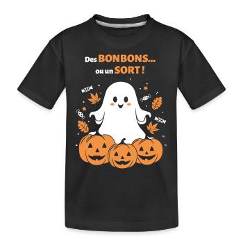 Halloween Fantôme - Des Bonbons ou un Sort - T-shirt bio Premium Enfant - noir - Devant