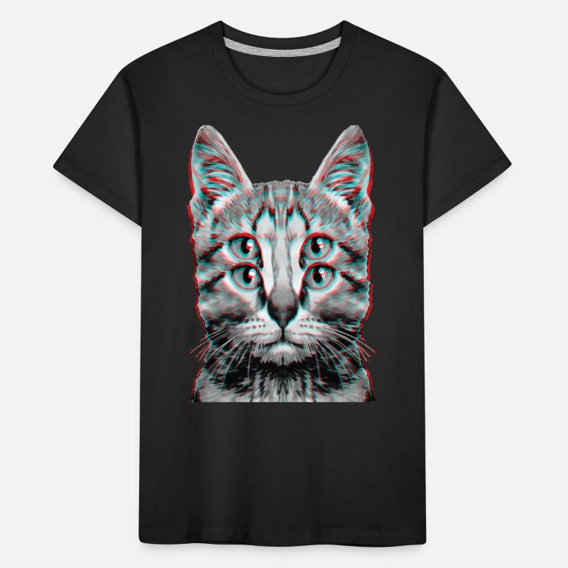 Glitch Chat Étrange Chaton Illusion D’optique T-shirt bio Premium Enfant