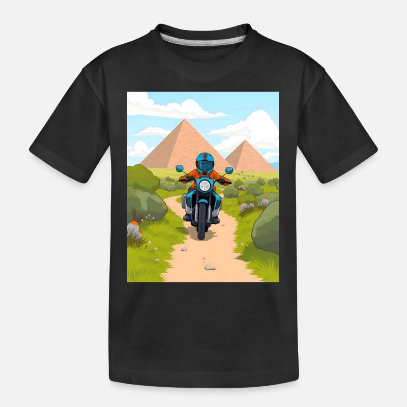 Moto de dessin animé dans le désert - T-shirt bio Premium Enfant - noir