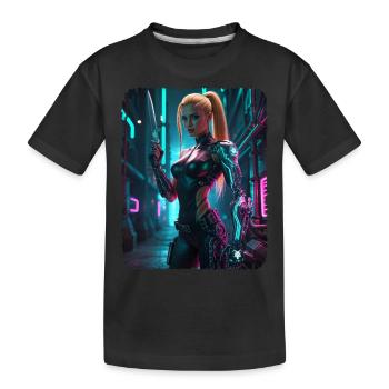 Cyberpunk women Warrior - Kids' Premium Organic T-Shirt - black - Front