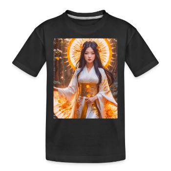 Amaterasu Déesse du soleil rayonnante en kimono blanc avec - T-shirt bio Premium Enfant - noir - Devant