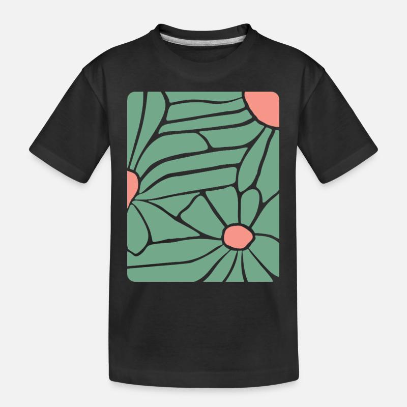 Abstract Floral Boho - Kinder Premium Bio T-Shirt - Schwarz