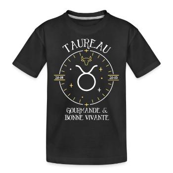 Du signe du Taureau - Gourmande et bonne vivante - T-shirt bio Premium Enfant - noir - Devant