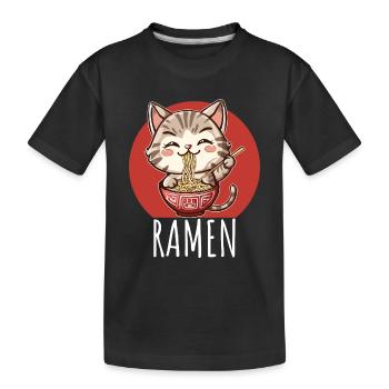 Ramen Kawaii Katze Japan Anime Manga Cat Neko - Kids' Premium Organic T-Shirt - black - Front