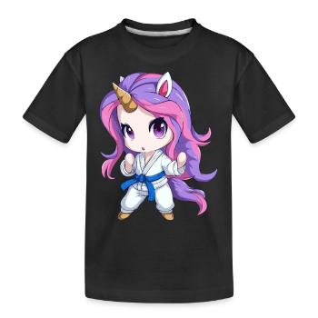 Combattant d’arts martiaux licorne, art mignon de style chibi - T-shirt bio Premium Enfant - noir - Devant