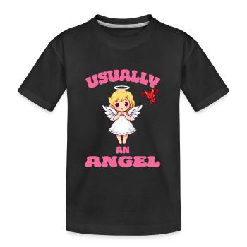 Angel Angel Devil Devil Sayings Girls Women - Kids' Premium Organic T-Shirt - black - Front