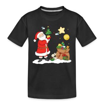 Santa Claus with bag of Christmas Gifts. - T-shirt bio Premium Enfant - noir - Devant