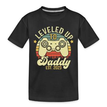 Aufgewertet zu Daddy 2023, Daddy Gift 2023 - Kinder Premium Bio T-Shirt - Schwarz - Vorne