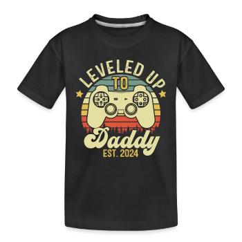 Aufgewertet auf Daddy 2024, Daddy Gift 2024 - Kinder Premium Bio T-Shirt - Schwarz - Vorne
