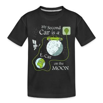 Voiture électrique sur la lune - T-shirt bio Premium Enfant - noir - Devant