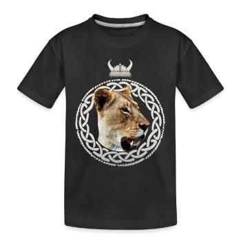 Wikinger Löwin - Kinder Premium Bio T-Shirt - Schwarz - Vorne
