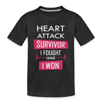 Heart attack survivor, I fought and I won - Kids' Premium Organic T-Shirt - black - Front