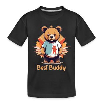 Teddybär mein bester Kumpel - Kinder Premium Bio T-Shirt - Schwarz - Vorne