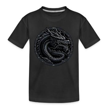 Monochrome Mythos: Black Dragon - Kids' Premium Organic T-Shirt - black - Front