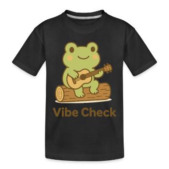 Frog on Log Acoustic Guitar - Kids' Premium Organic T-Shirt - black - Front