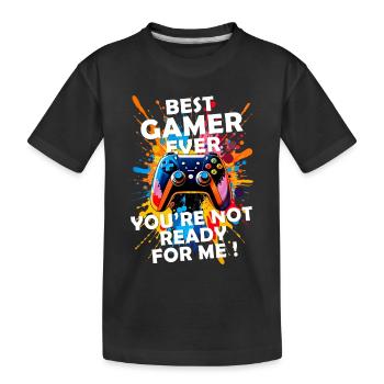 Joueur passionné de jeux vidéo console drôle - T-shirt bio Premium Enfant - noir - Devant