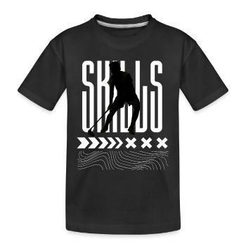 Skills  Floorball - Kids' Premium Organic T-Shirt - black - Front