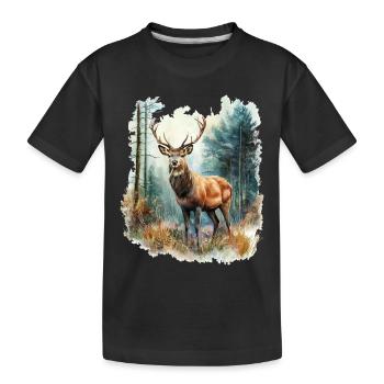 Cerf, chevreuil, cerf - T-shirt bio Premium Enfant - noir - Devant