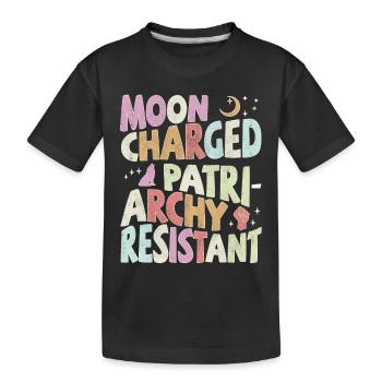 Chargé de lune, résistant au patriarcat - pastel - T-shirt bio Premium Enfant - noir - Devant