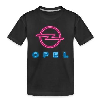 Opel Retro Neon-Logo In Blau Und Pink - Kinder Premium Bio T-Shirt - Schwarz - Vorne