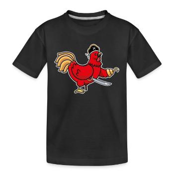 Humor Hen Funny Animal Pirate Rooster Chicken Hen - Kids' Premium Organic T-Shirt - black - Front