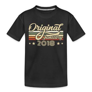Anniversaire Janvier 2018 Janvier Né en Janvier - T-shirt bio Premium Enfant - noir - Devant