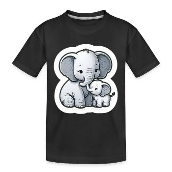 Mignon bébé éléphant avec maman éléphant ballon coeur - T-shirt bio Premium Enfant - noir - Devant