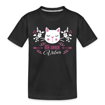 6th grade | Grade Vibes Back to School Cute Cat - Kids' Premium Organic T-Shirt - black - Front