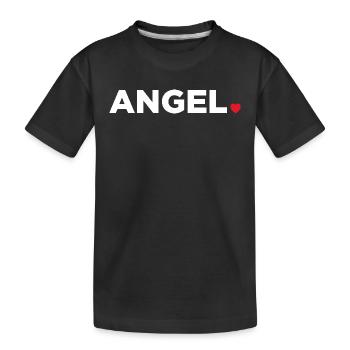 Angel - Kids' Premium Organic T-Shirt - black - Front
