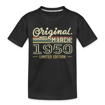 Born in March 1950 Birthday Gift March 1950 - Kids' Premium Organic T-Shirt - black - Front
