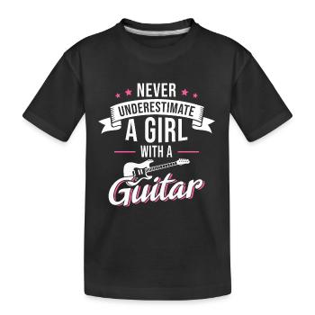 Gitarre Mädchen Gitarrist Musiker E-Gitarre Musik - Kinder Premium Bio T-Shirt - Schwarz - Vorne
