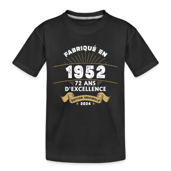 Made in 1952 72 Years of Original Excellence - Kids' Premium Organic T-Shirt - black - Front