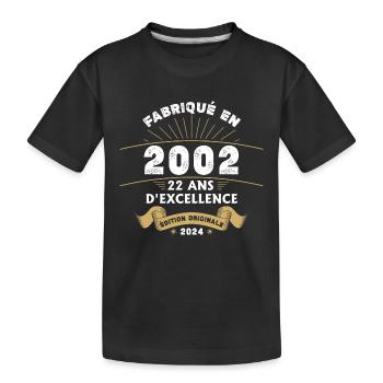 Made in 2002 22 years of original excellence - Kids' Premium Organic T-Shirt - black - Front