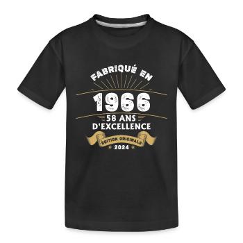 Made in 1966 58 Years of Original Excellence - Kids' Premium Organic T-Shirt - black - Front