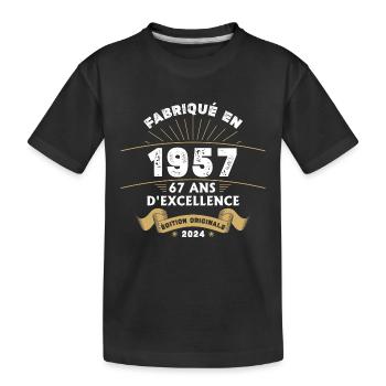 Made in 1957 67 Years of Original Excellence - Kids' Premium Organic T-Shirt - black - Front